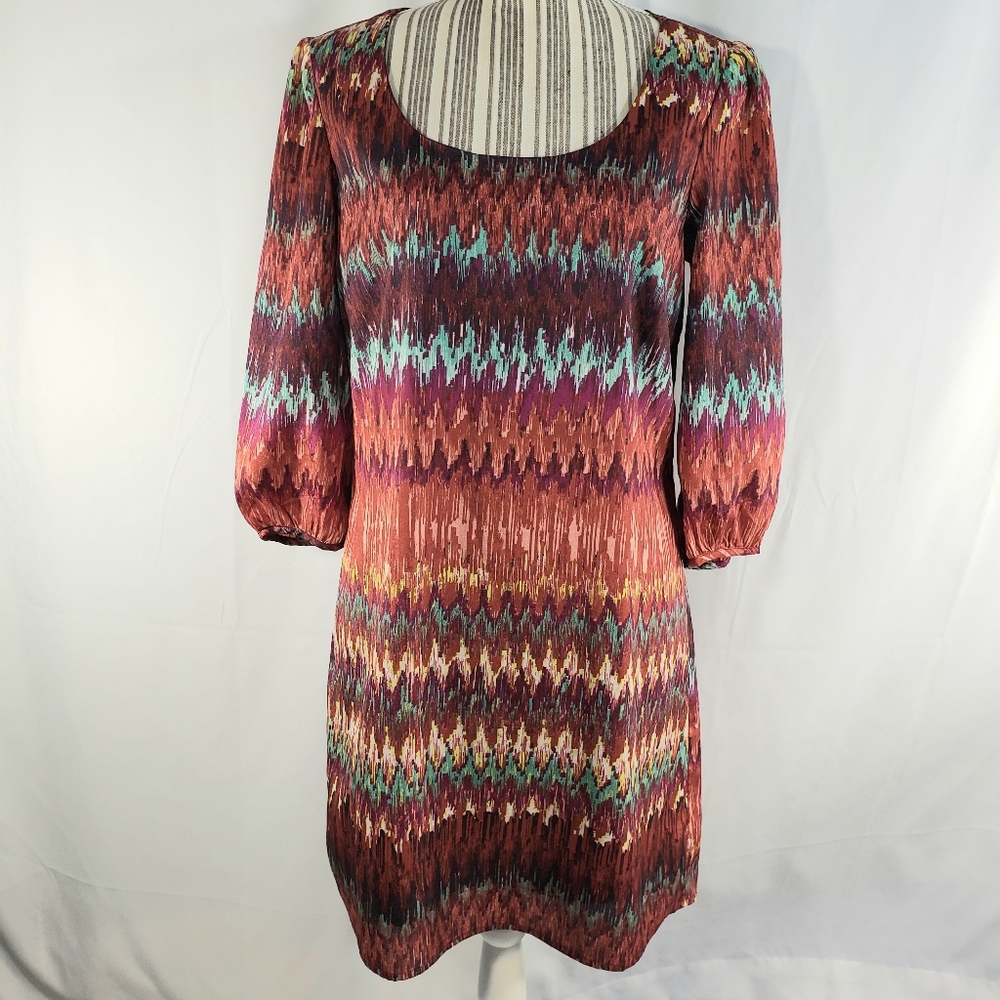 Lily Rose Southwestern Open Bow Back Shift Dress Size Medium